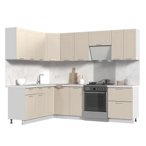 91559656 Кухонный гарнитур Стендмебель АльфаКГ180-200БХБ 200x217x60 см ЛДСП цвет холст белый STLM-1429748