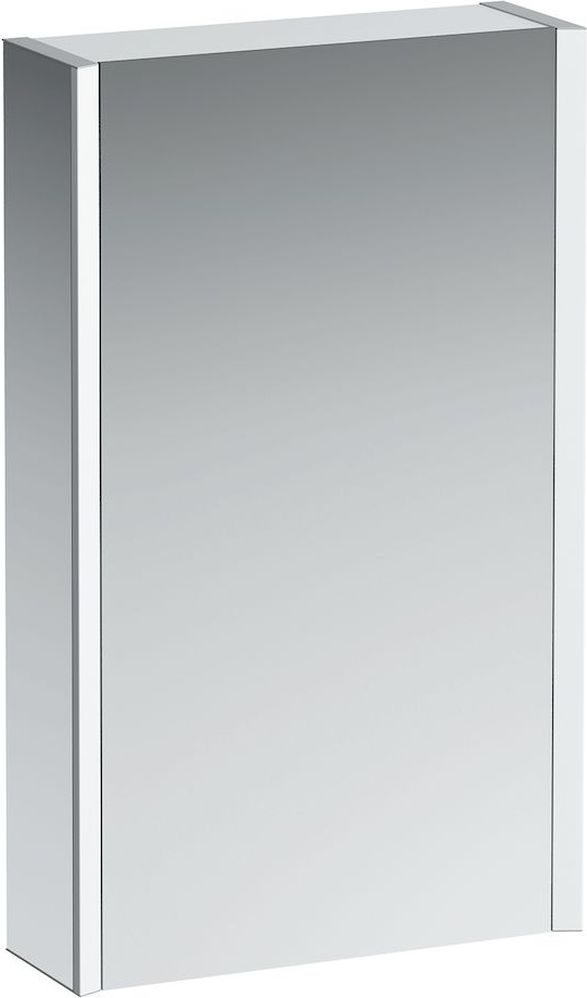 H4083229001441 Зеркальный шкафчик, aluminium,алюминий, 1 двойная зеркальная дверь, 2 светодиодными осветительными элементами,без розеток, без переключателя, дверца справа LAUFEN PRO
