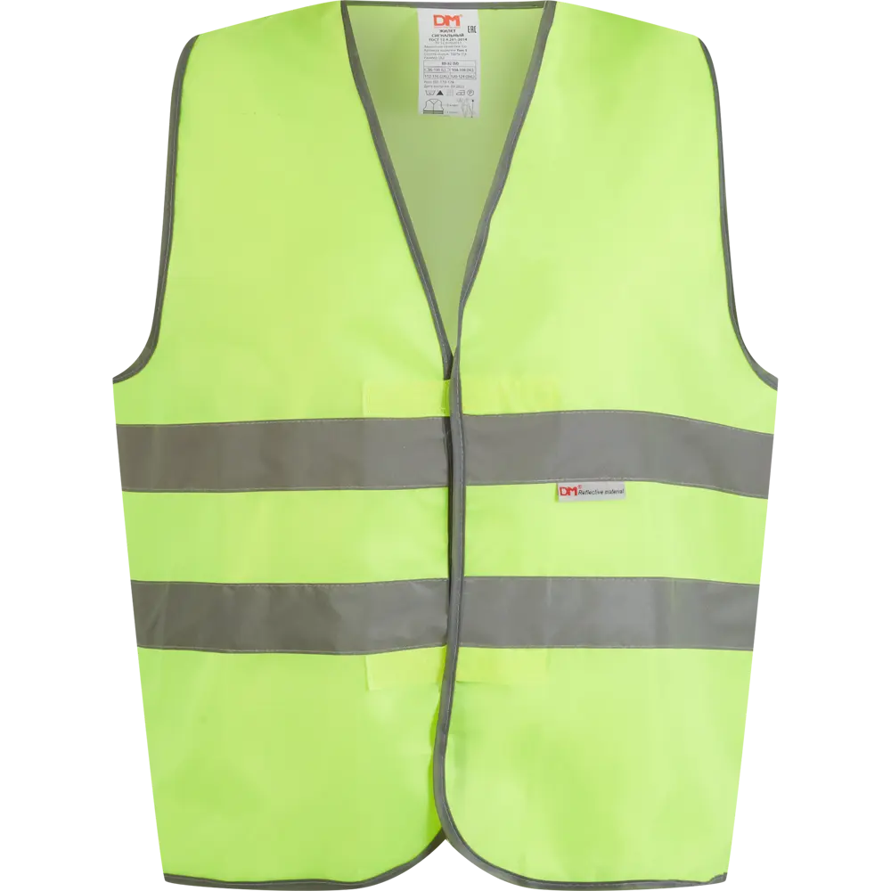 Сигнальный жилет DM для водителей - лимонный, размер 60-62 84130996 DM REFLECTIVE MATERIALS STLM-0840769
