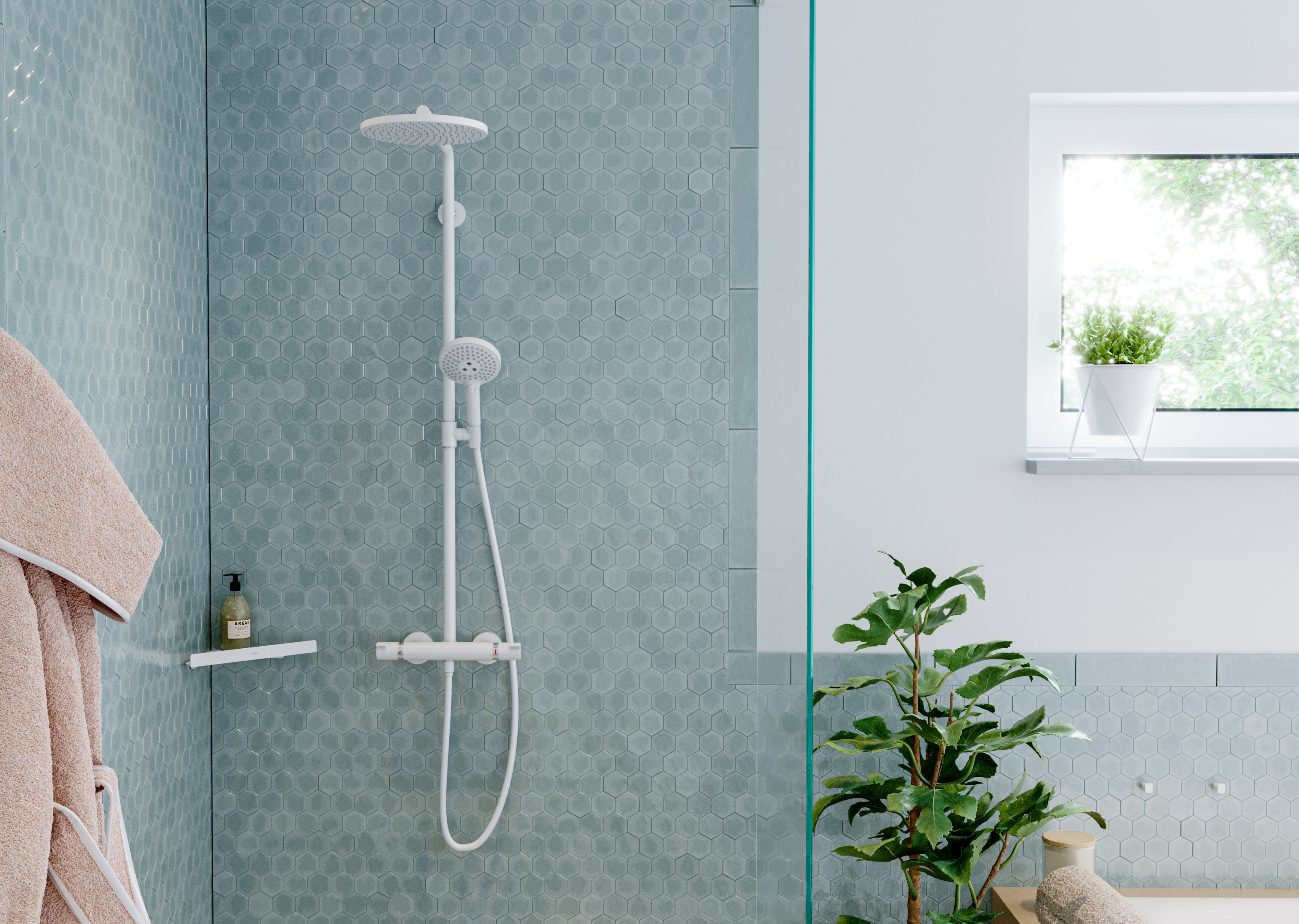 26890140 Croma Select S Showerpipe 280 1jet с термостатом и ручным душем Raindance Select S 120 3jet Hansgrohe  - Вид №2