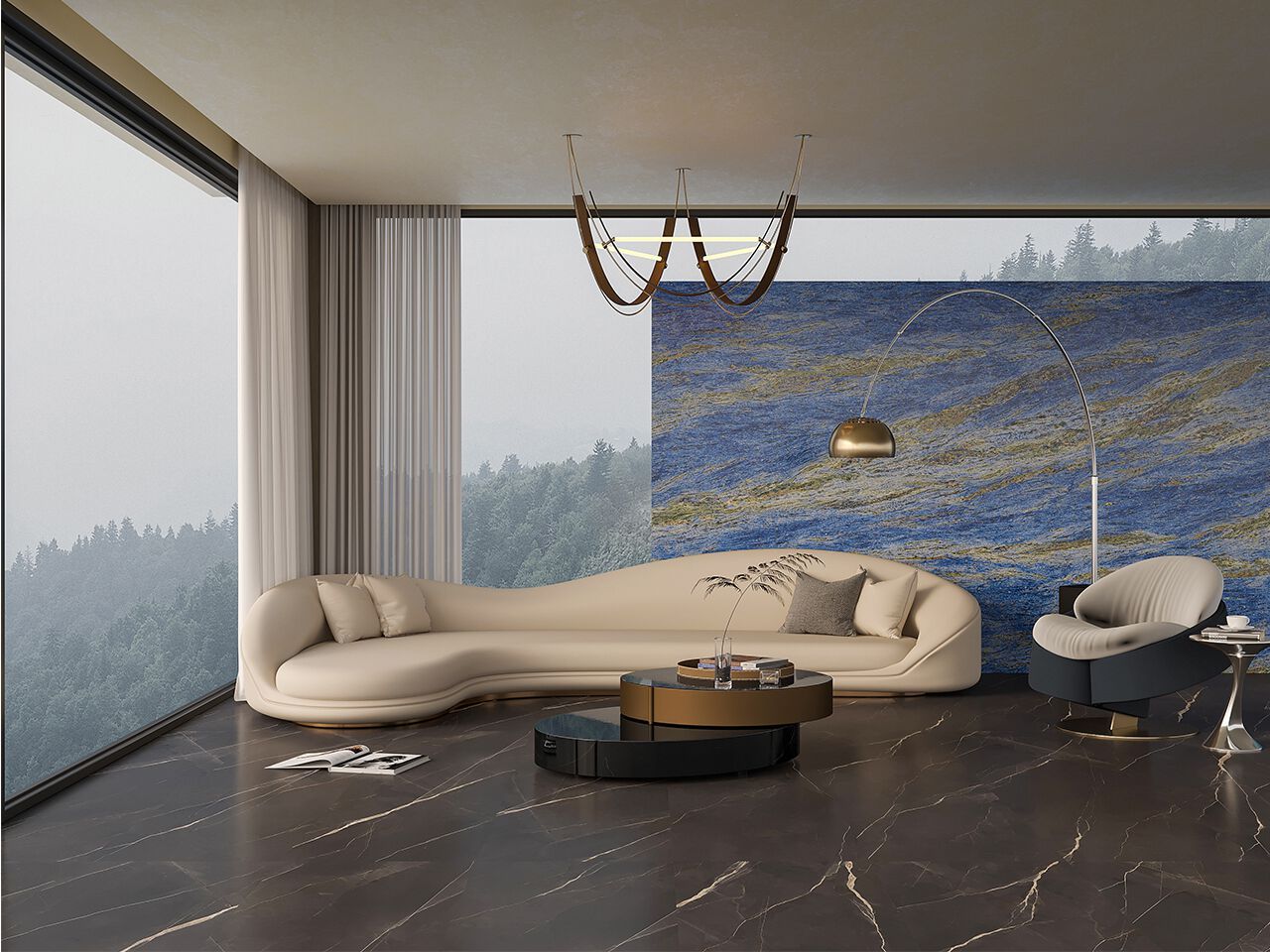 Пол / облицовка керамогранита с эффектом камня GANI MARBLE TILES AZUL SODALITE ARCH-00004226 - Вид №2