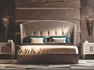 Valderamobili Кровать king size с обивкой из ткани с высоким изголовьем Aura