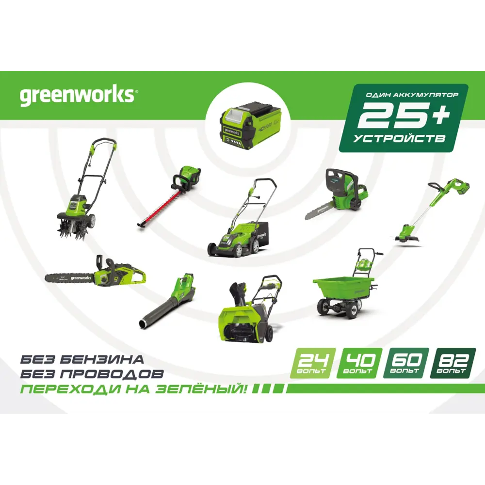 Аккумуляторная пила Greenworks 2005807UA 40 В шина 40 см АКБ и ЗУ в комплекте 83014137 STLM-2041921  - Вид №3