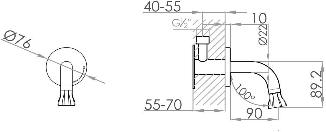 JEE-O Настенный излив из нержавеющей стали Bloom 600-3916 - Вид №1