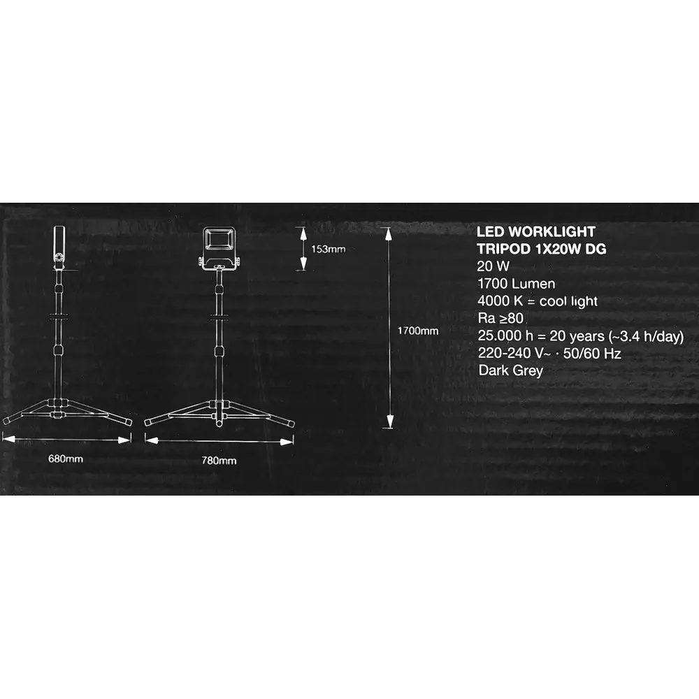 Прожектор светодиодный уличный Ledvance Work Light 20 Вт 4000K IP65 на треноге, нейтральный белый свет STLM-2132652 - Вид №7