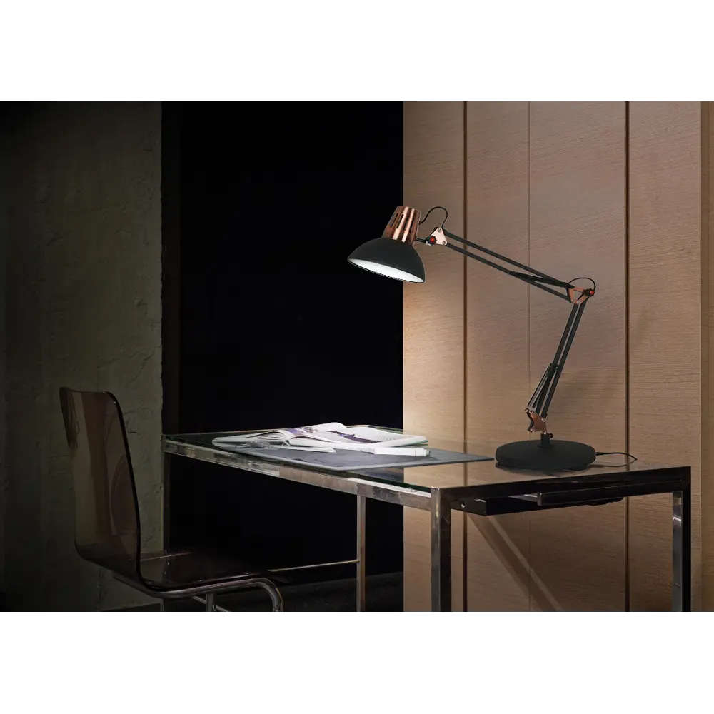 Рабочая лампа настольная Berlin, цвет чёрный/медь CAMELION STLM-2026312 - Вид №8