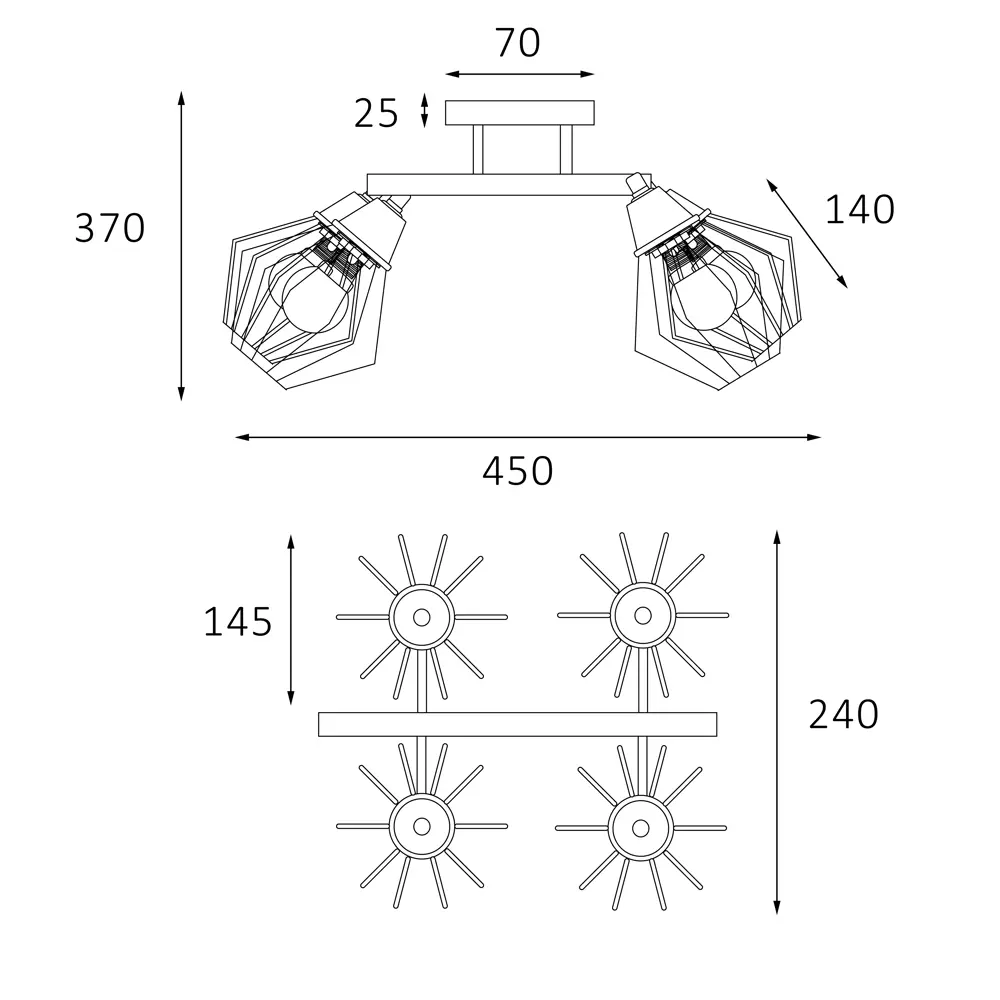 Люстра потолочная Гранж РС21384 4 лампы 12 м² цвет черный РОССВЕТ STLM-2085066 - Вид №11
