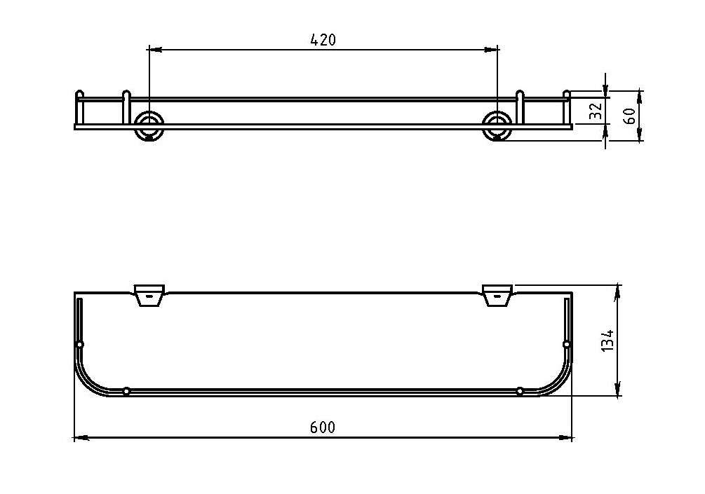 Полка с ограждением Novaservis Metalia 3 6353.0 хром 63530 - Вид №1