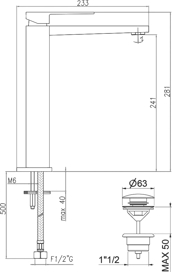 PE830402740 Смеситель для раковины , белый матовый Webert Pegaso - Вид №1