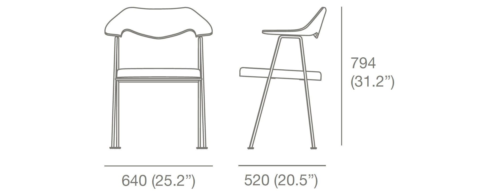 Стул с подлокотниками из ткани и шпона Case 675 ARCH-00055049 - Вид №10