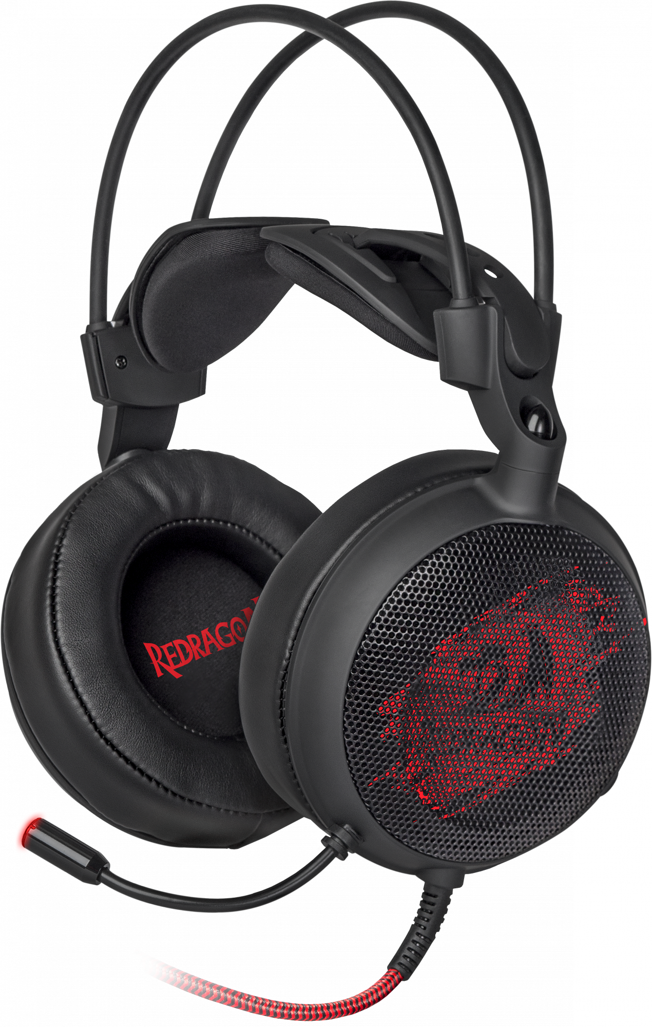 64213 игровая гарнитура delirium черный+красный, провод 2 м Redragon Santreyd 