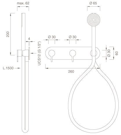 Ceadesign Настенный комплект из 2 смесителей для ванны / душа с ручным душем Innovo Inv 53y - Вид №1