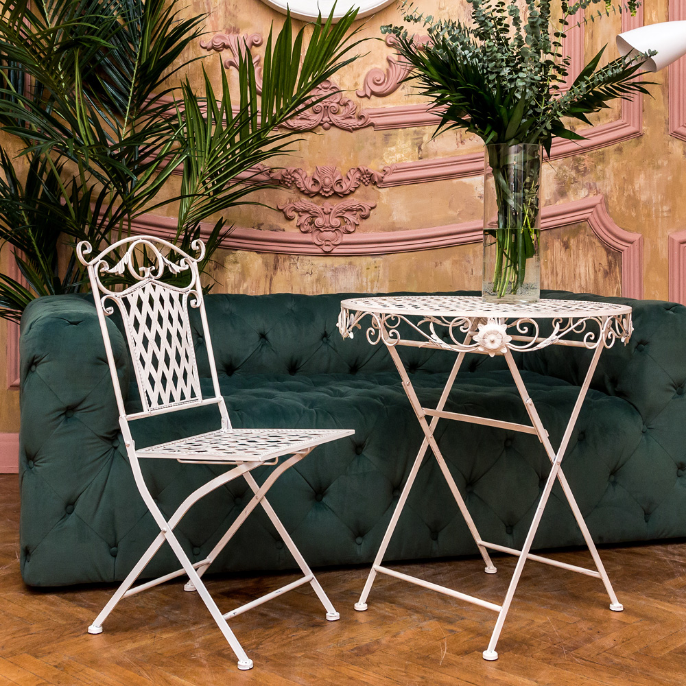 Складной столик кофейный белый антик «Ницца» BYOBJECT  130179 Белый Object Desire  - Вид №1