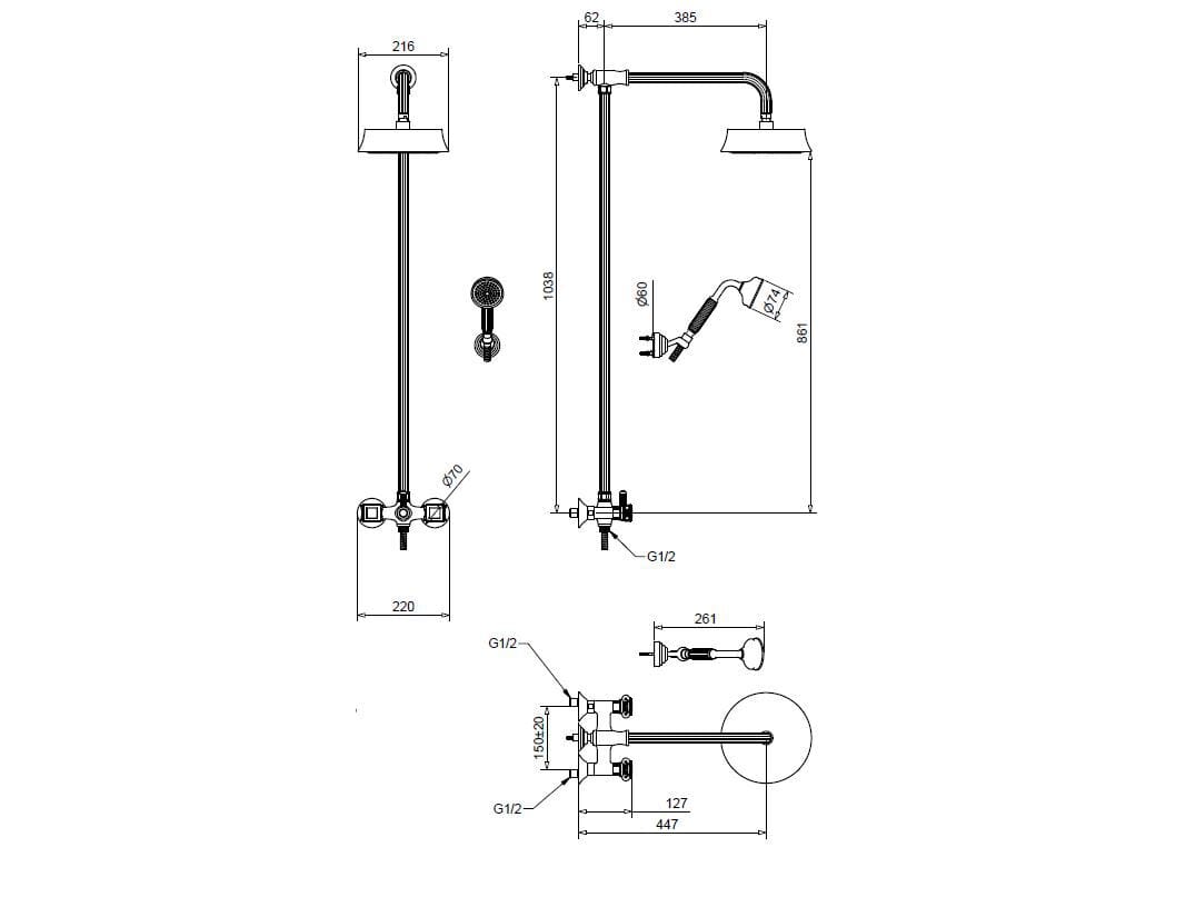 Хромированная латунная душевая колонна Bugnatese Олимпия ARCH-00059461 - Вид №2