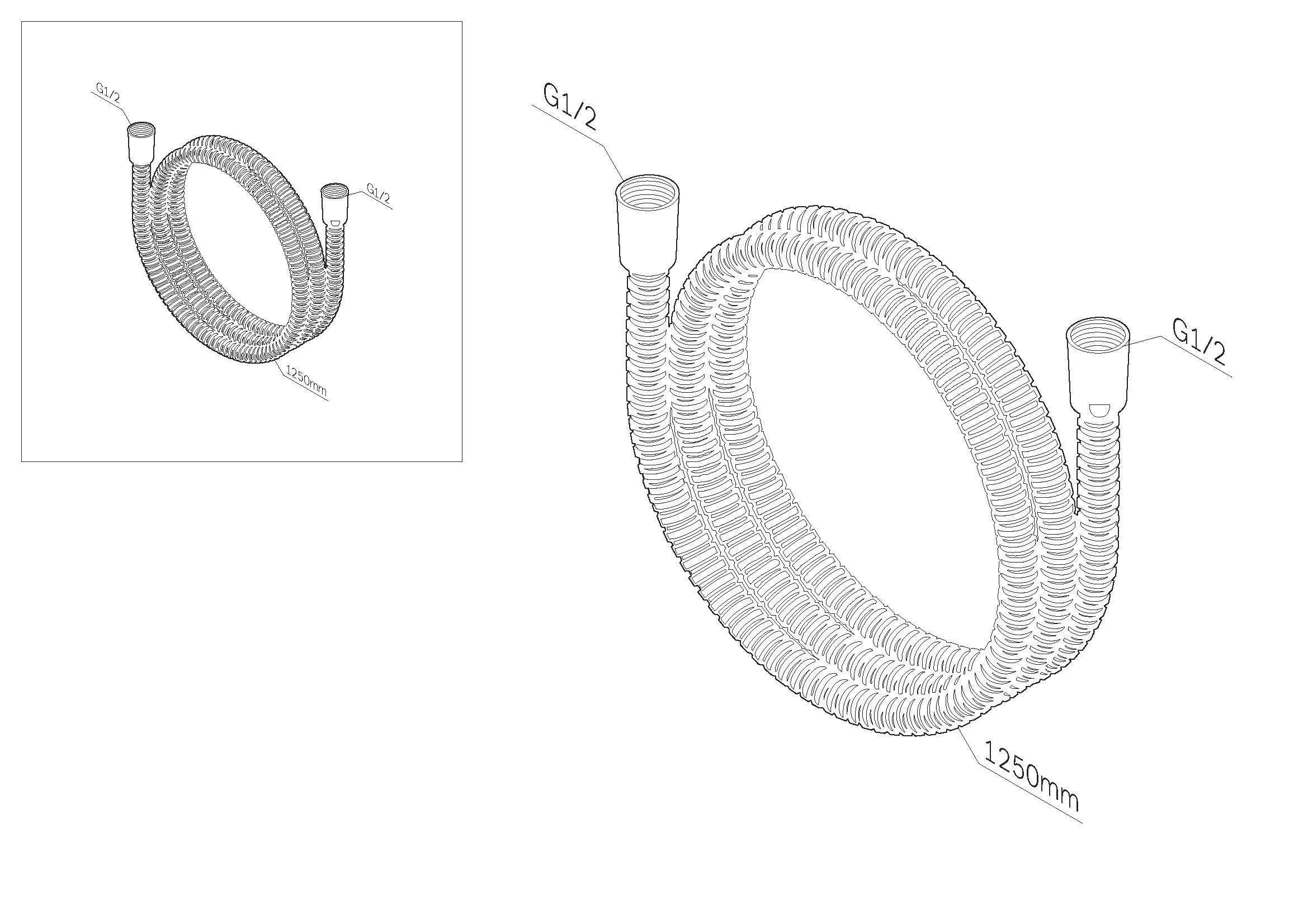 F0412300 душевой шланг 1250мм нержавеющая сталь хром шт. AM.PM  - Вид №2
