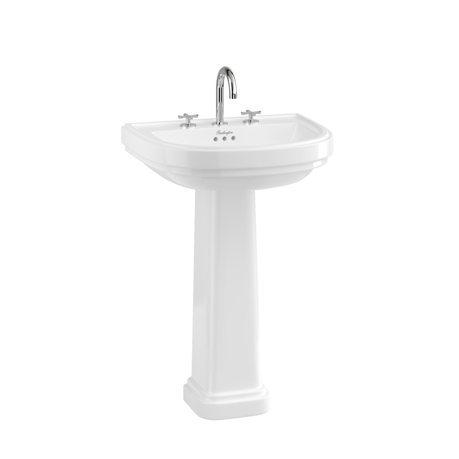 Burlington Riviera Раковина Riviera 580 мм в форме D с пьедесталом Riviera Full с 1 отверстием под смеситель RIV3 1TH - RIV6  - Вид №1