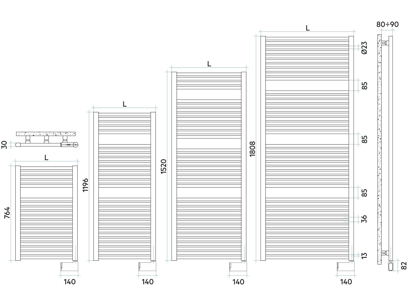 Хромированный электрический радиатор для ванной комнаты Irsap Novo ARCH-00146063 - Вид №4