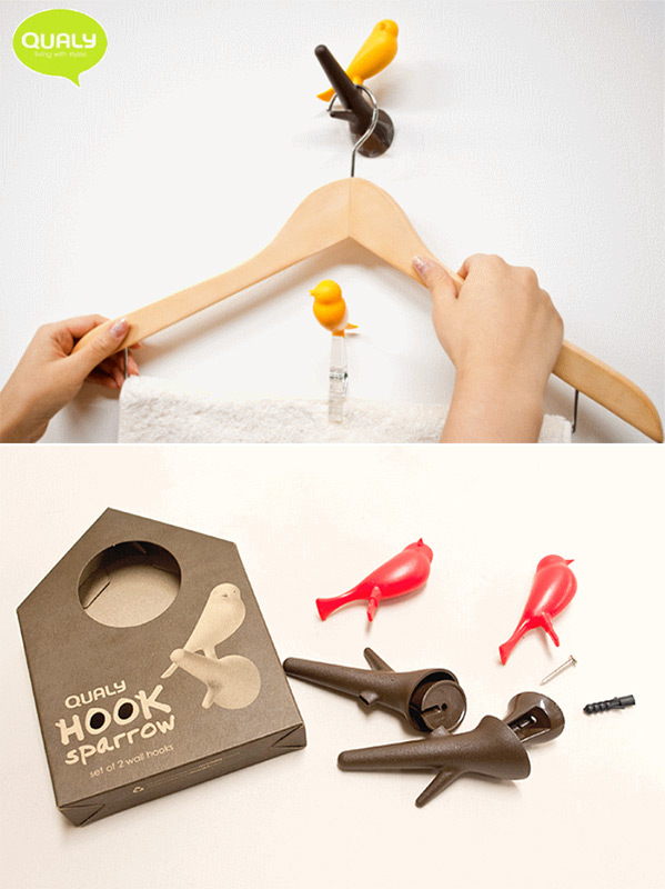 Вешалки настенные sparrow 2 шт. белые-черные QUALY  253699 Черный  - Вид №2