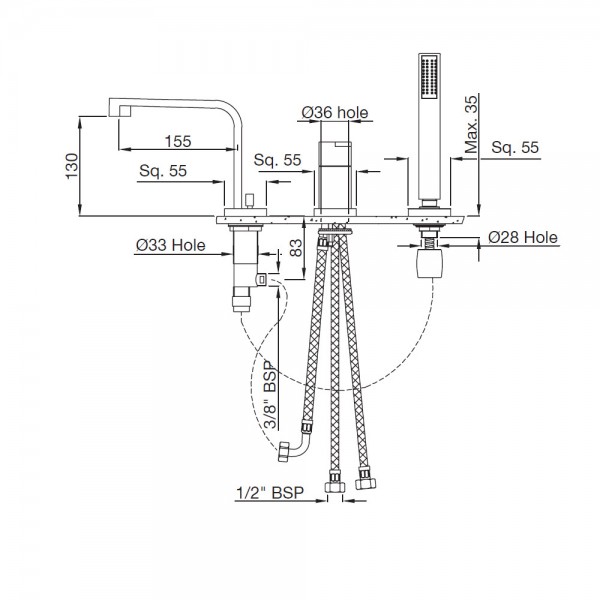 LEB-CHR-45277 Смеситель на 3 отверстия Artize Le Blanc Хром  - Вид №1