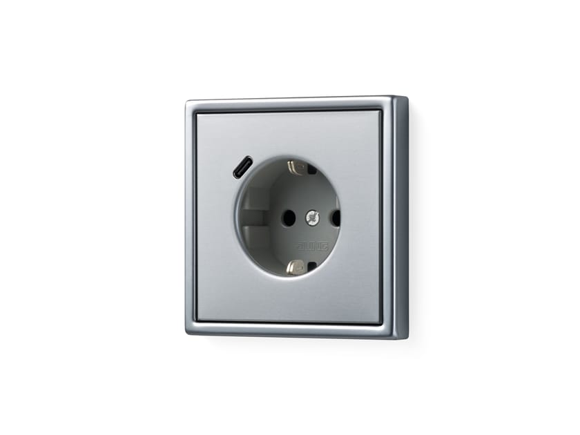 Алюминиевая двойная электрическая розетка schuko с USB JUNG LS 990 ARCH-00124273