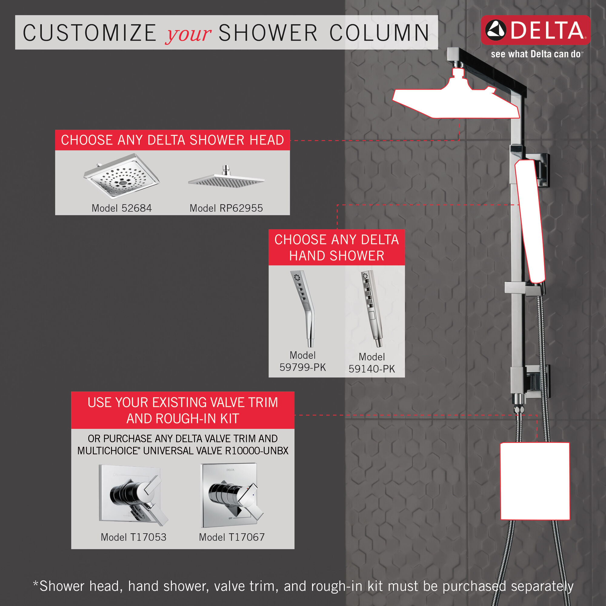 58420-RB Душевая колонна угловая 26 дюймов Delta Faucet Universal Showering Венецианская бронза  - Вид №1