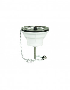 701500 000 00  Сифон для раковины Д. 60 мм с цепным ограничителем, зажим для крепления, затяжка 5/60 мм, NF, нержавеющая сталь Valentin Сталь