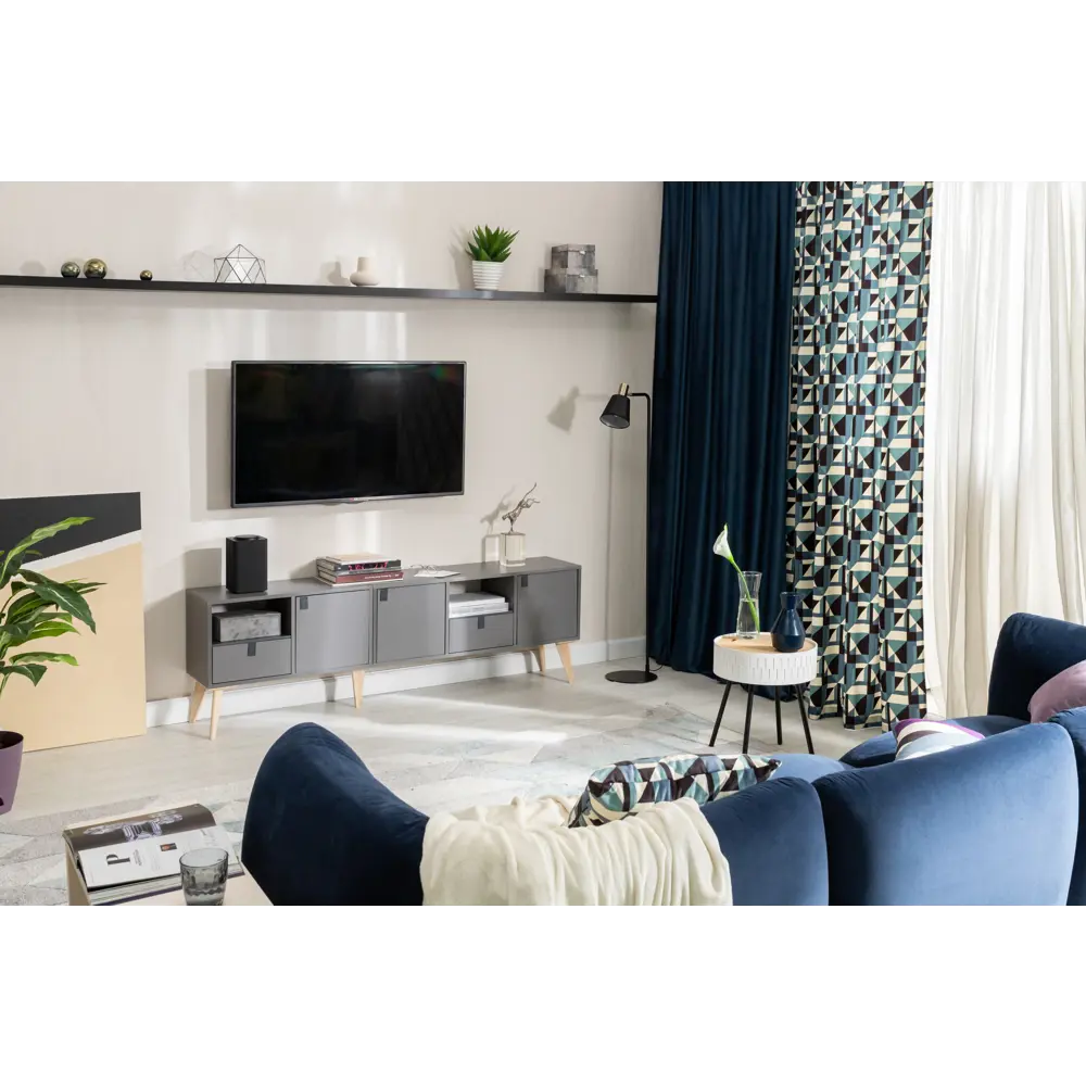 Стеллаж КУБ 4 секции 36х139х32 см ЛДСП цвет графит Santreyd STLM-2127370 - Вид №7