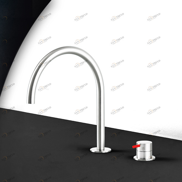 Кухонный смеситель сталь глянцевая с красной ручкой Kitchen Radomonte TKI32LCIL25 Кухонные смесители Radomonte TKI32LCIL25KITCHEN