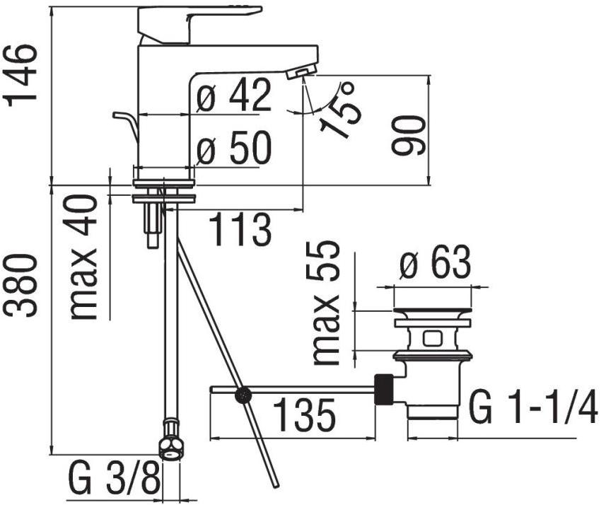 Nobili Rubinetterie Смеситель для умывальника, однорычажный New road Rd00118/1cr - Вид №1