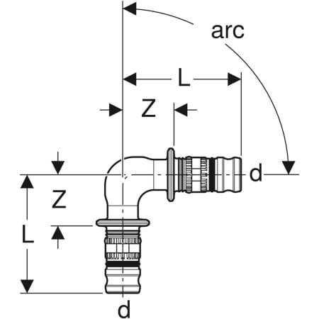 621.271.00.5 Угольник Geberit Mepla Geberit  - Вид №2