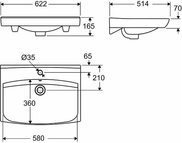 15242 Накладная раковина на столешницу  прямоугольная IFO  - Вид №3