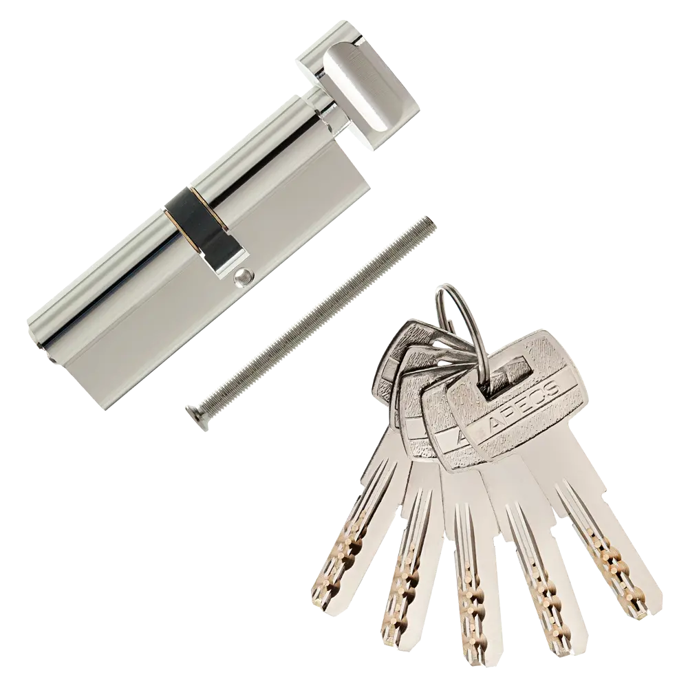 Цилиндр Apecs SM-90(40C/50)-C-NI, 40x50 мм, ключ/вертушка, цвет никель ЦИЛИНДР APECS SM-90(40C/50)-C-NI КЛ-ВЕРТ STLM-2046487 - Вид №1