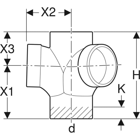 GEBERIT 310.105.14.1 Крестовина двухплоскостная Geberit Silent-db20 88,5°/135°  - Вид №3