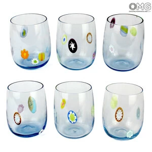 2936 ORIGINALMURANOGLASS Набор из 6 стаканов - Хрусталь миллефиори - Original Murano Glass OMG 7 см
