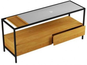 STA 180 02 Мебель для подвешивания и подставки Azzurra ceramica Основание из окрашенного металла в комплекте с индивидуальной полкой с центральным отверстием, деревянной крышкой для предметов и шкафом с 2 ящиками со встроенным держателем для полотенец HAN