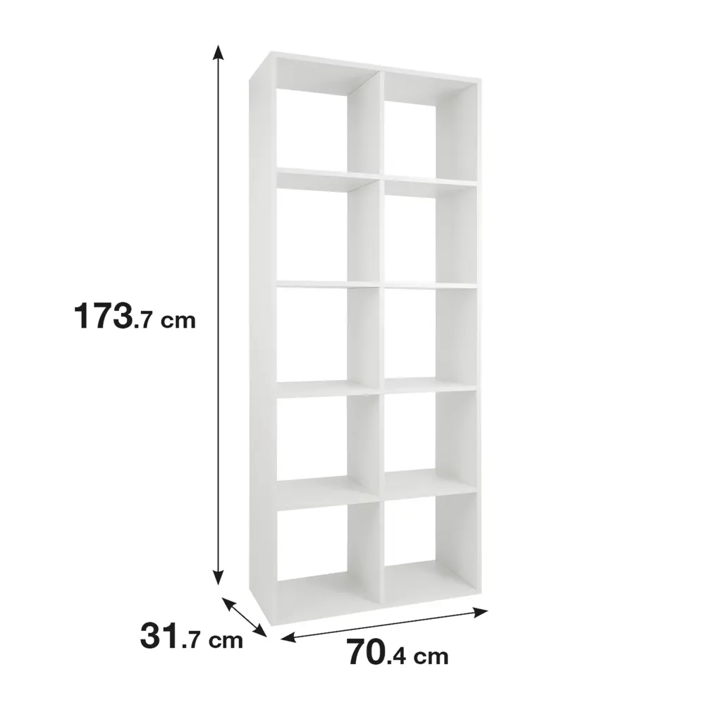 Стеллаж KONSENSA Руан 10 секций 70x173x31.7 см ЛДСП цвет белый STLM-2094368 - Вид №1