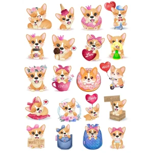 Декоративная наклейка Симфония Веселые корги 210x297 мм