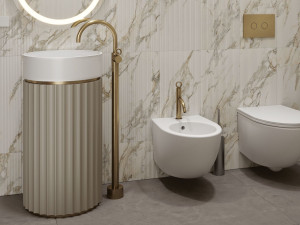 Lavabo rotondo freestanding in Solid Surface