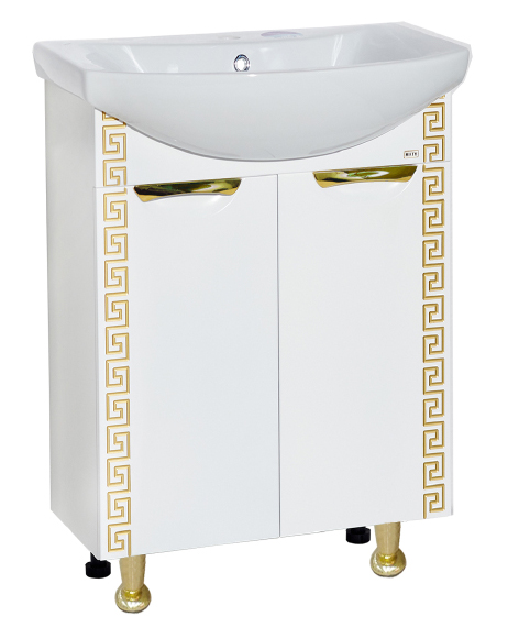 Тумба Престиж-60 белая золотая патина с раков. Балтика-60 см MISTY 2312163 - Вид №1