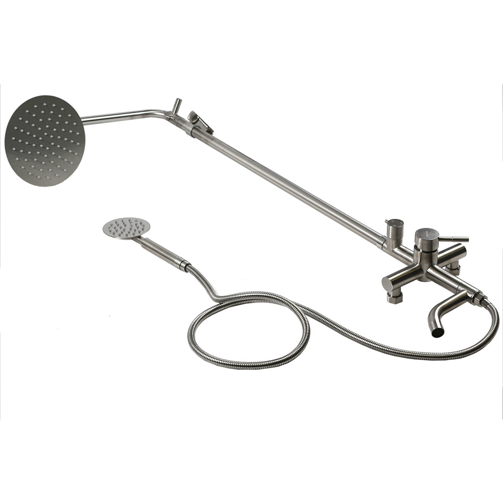 Душевая система MELANA-610107 Tondo нерж.сталь, с тропическим душем, лейкой и смесителем 610107 - Вид №13