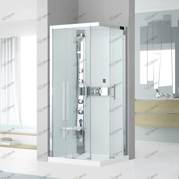 Душевая кабина 80x80 GLAX 3 A80 HYDROMASSAGE Novellini GLAX 3 с низким душевым поддоном и серебристым профилем GL3A80M11B