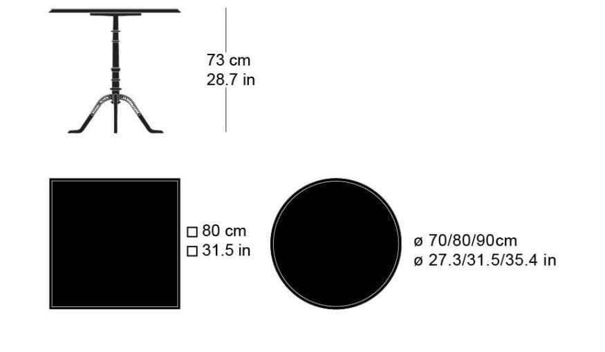 Квадратный стол из массива дерева со спицами horgenglarus GLORIA ARCH-00120274 - Вид №1
