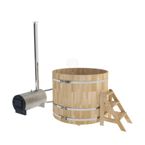 2110 Фурако из кедра D=1.5 с наружной печкой. Высота 1,2м. Исполнение "Сращенная". Alyarus