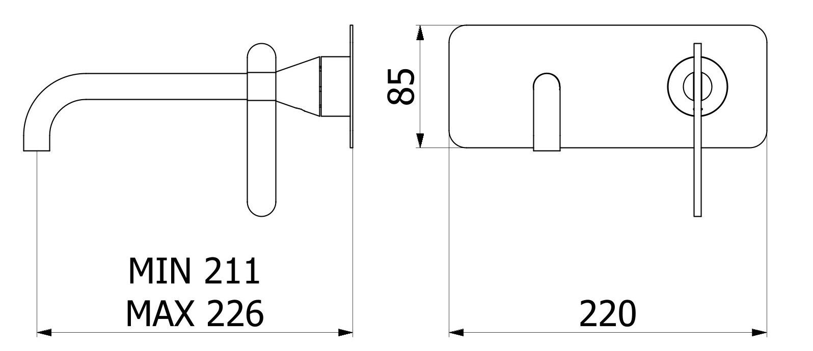 Настенный смеситель для раковины с автоматическим сливом IB Soho ARCH-00076593 - Вид №3