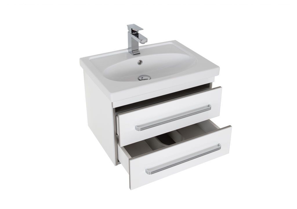 Тумба с раковиной Aquanet Сиена 60 белый (подвесной 2 ящика) 0018635900185476 - Вид №3