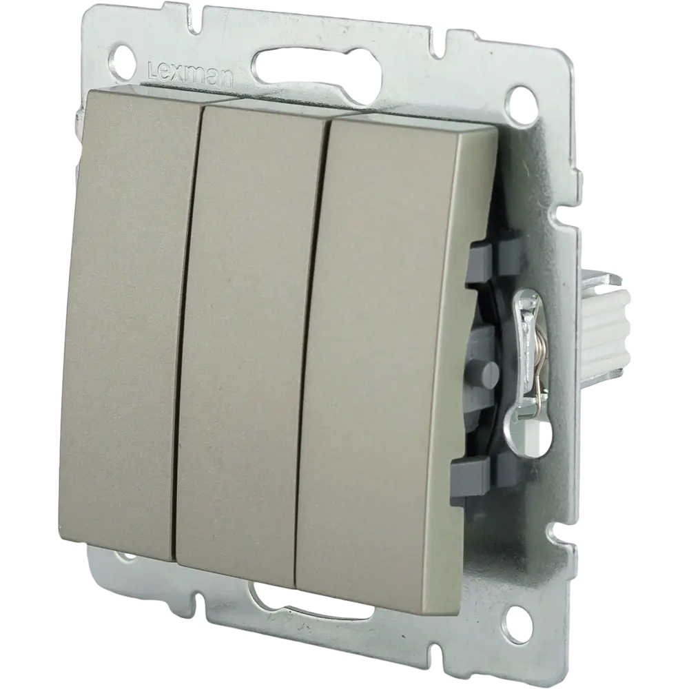 Выключатель встраиваемый Lexman Виктория 3 клавиши, цвет шампань матовый STLM-2165198 - Вид №2