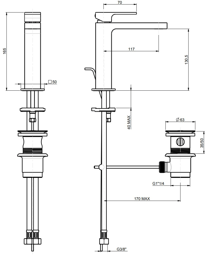 Rubinetterie Frattini Смеситель для раковины, однорычажный, со сливом Vita sun-id-1351134 - Вид №5