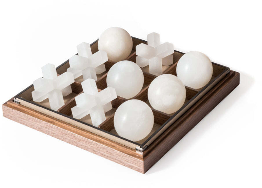 Крестики-нолики - 27,5X27,5XH9,5 см / зернистая кожа_петроль-синий