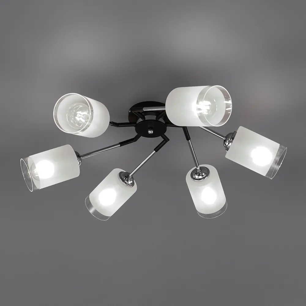 Люстра потолочная JLIGHT CARO 6 лампы 28 м², цвет черный/хром 84534227 STLM-2036437  - Вид №1