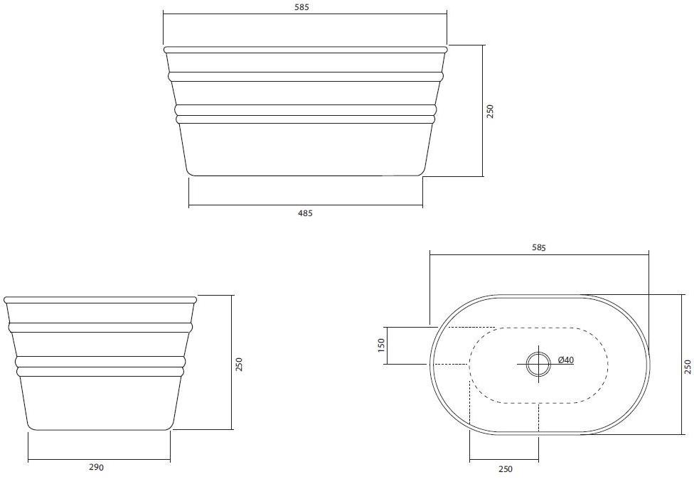 Tnz01o Подвесная раковина настенная овальная Horganica Tinozza белая - Вид №5
